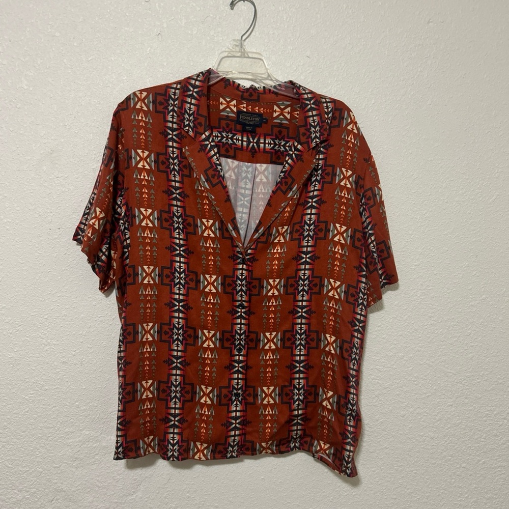 Pendleton Men's Rust Geometric Button Down Shirt - image 7